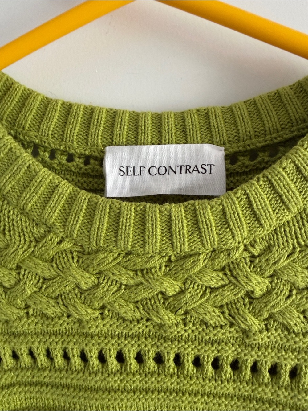 Anthro Self contrast Green Cropped Cable Knit Sweater small - Picture 2 of 3